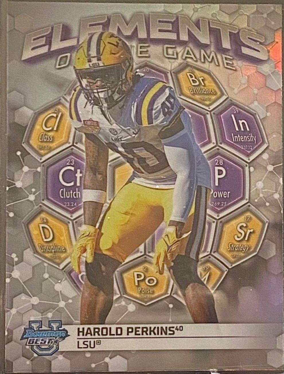 Harold Perkins #ETG-19 Football Cards 2023 Bowman's Best University Elements of the Game