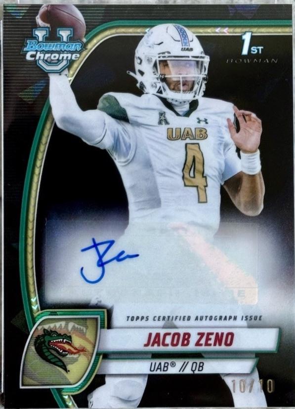 Jacob Zeno #PA-JZE 2024 Bowman Chrome University Sapphire Prospect Autograph Football