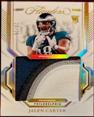 Jalen Carter #4 Football Cards 2023 Panini Flawless Rookie Patch