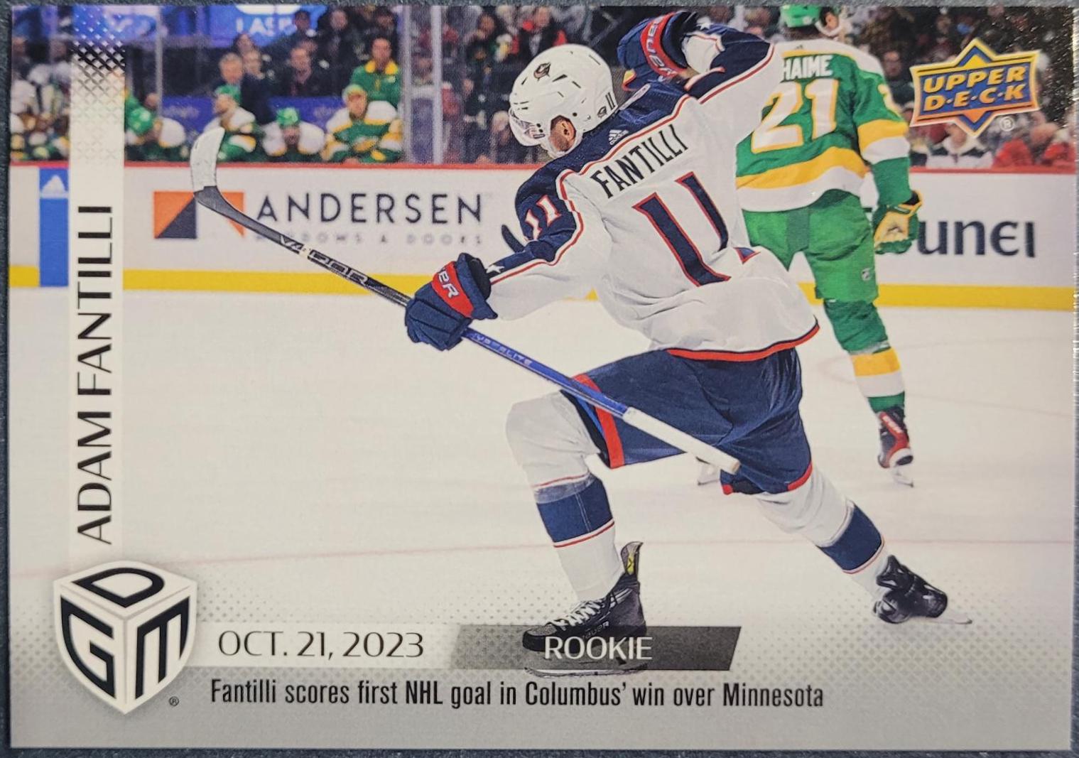 Adam Fantilli #8 Hockey Cards 2023 Upper Deck Game Dated Moments