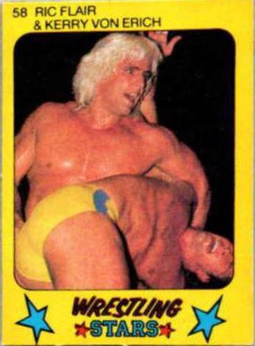 Ric Flair, Kevin Von Erich #58 Wrestling Cards 1986 Monty Gum Wrestling Stars