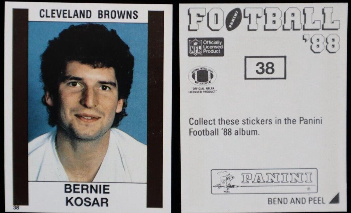 Bernie Kosar #38 Football Cards 1988 Panini Sticker