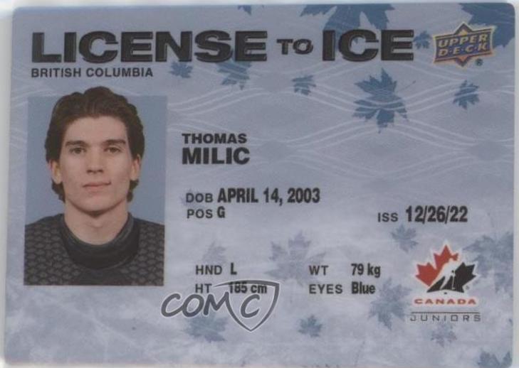 Thomas Milic #LI-35 2023 Upper Deck Team Canada Juniors License To Ice Hockey
