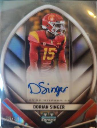 Dorian Singer #FOFA-DS Football Cards 2023 Bowman Chrome University Future of Autographs