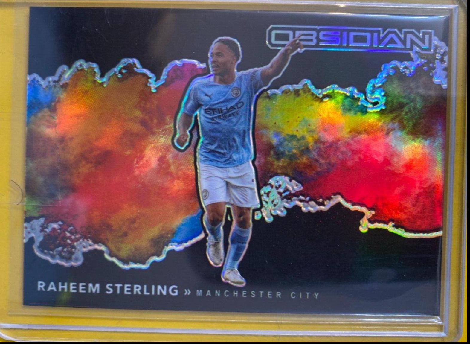 Raheem Sterling #7 Soccer Cards 2020 Panini Obsidian Black Colorblast