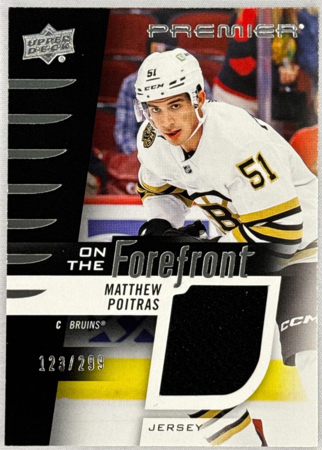 Matthew Poitras #OFR-MP Hockey Cards 2023 Upper Deck Premier On the Forefront Jersey Rookie