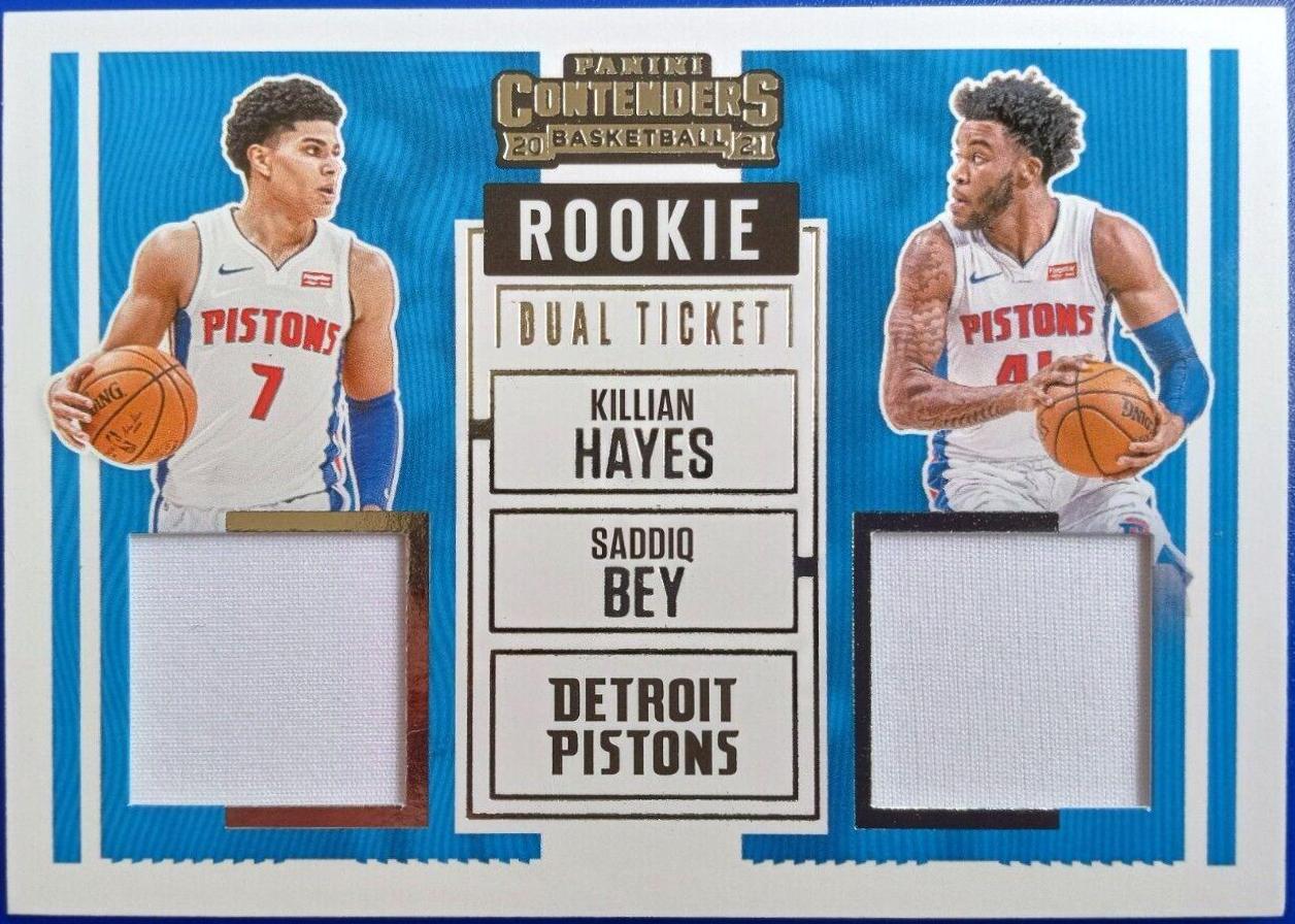 Killian Hayes, Saddiq Bey #RD-KS Basketball Cards 2020 Panini Contenders Dual Swatches