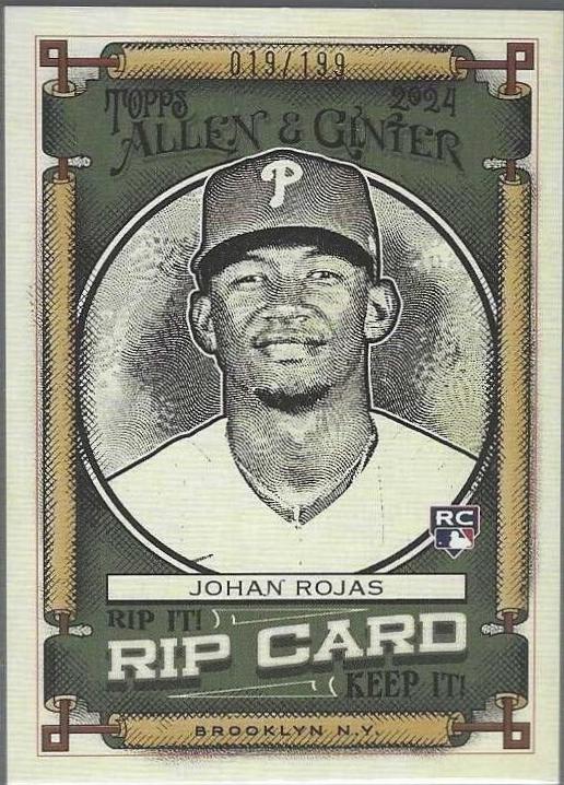 Johan Rojas #RIP-JR 2024 Topps Allen & Ginter Rip Card Baseball