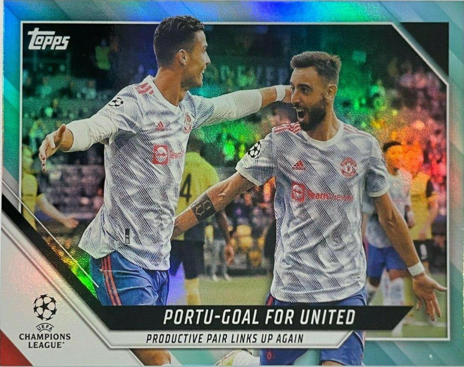 Bruno Fernandes, Cristiano Ronaldo #128 Soccer Cards 2021 Topps UEFA Champions League
