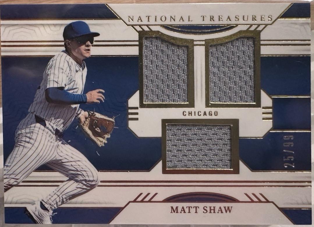 Matt Shaw #50 2024 Panini National Treasures Game Gear Swatches Trio Baseball