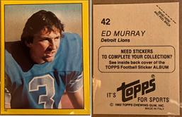 Ed Murray #42 Football Cards 1982 Topps Stickers