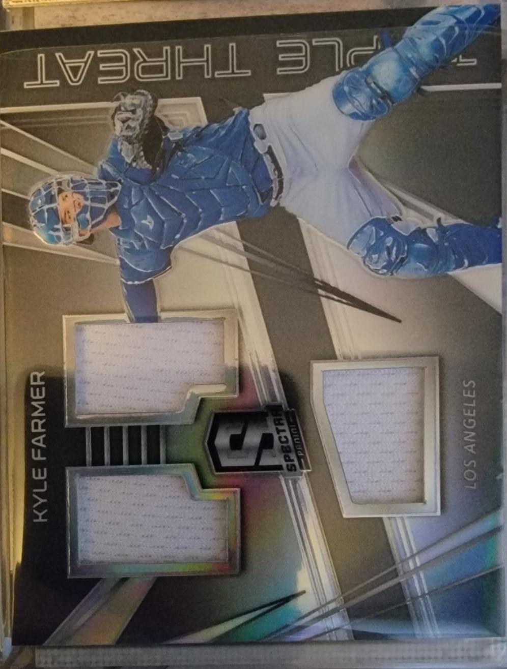 Kyle Farmer #TTM-KF Baseball Cards 2018 Panini Chronicles Spectra Triple Threat Materials
