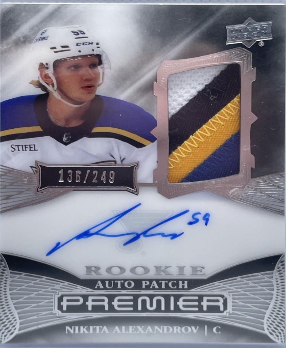 Nikita Alexandrov #AR-NI Hockey Cards 2022 Upper Deck Premier Acetate Rookie Auto Patch