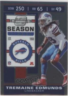 Tremaine Edmunds #5 Football Cards 2019 Panini Contenders Optic