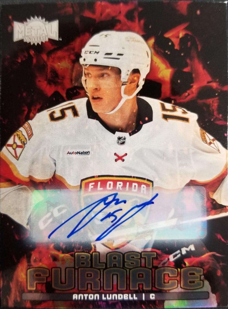 Anton Lundell #BF-20 Hockey Cards 2024 SkyBox Metal Universe Blast Furnace Autograph
