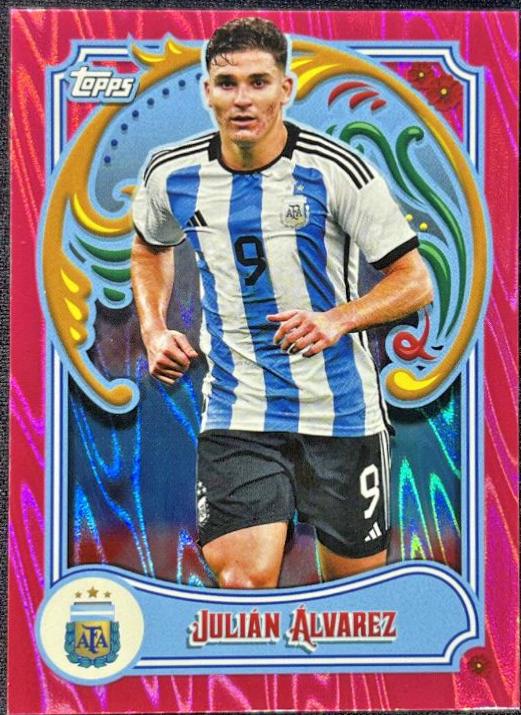 Julian Alvarez [Pink Tango] #24 Soccer Cards 2023 Topps Argentina Fileteado