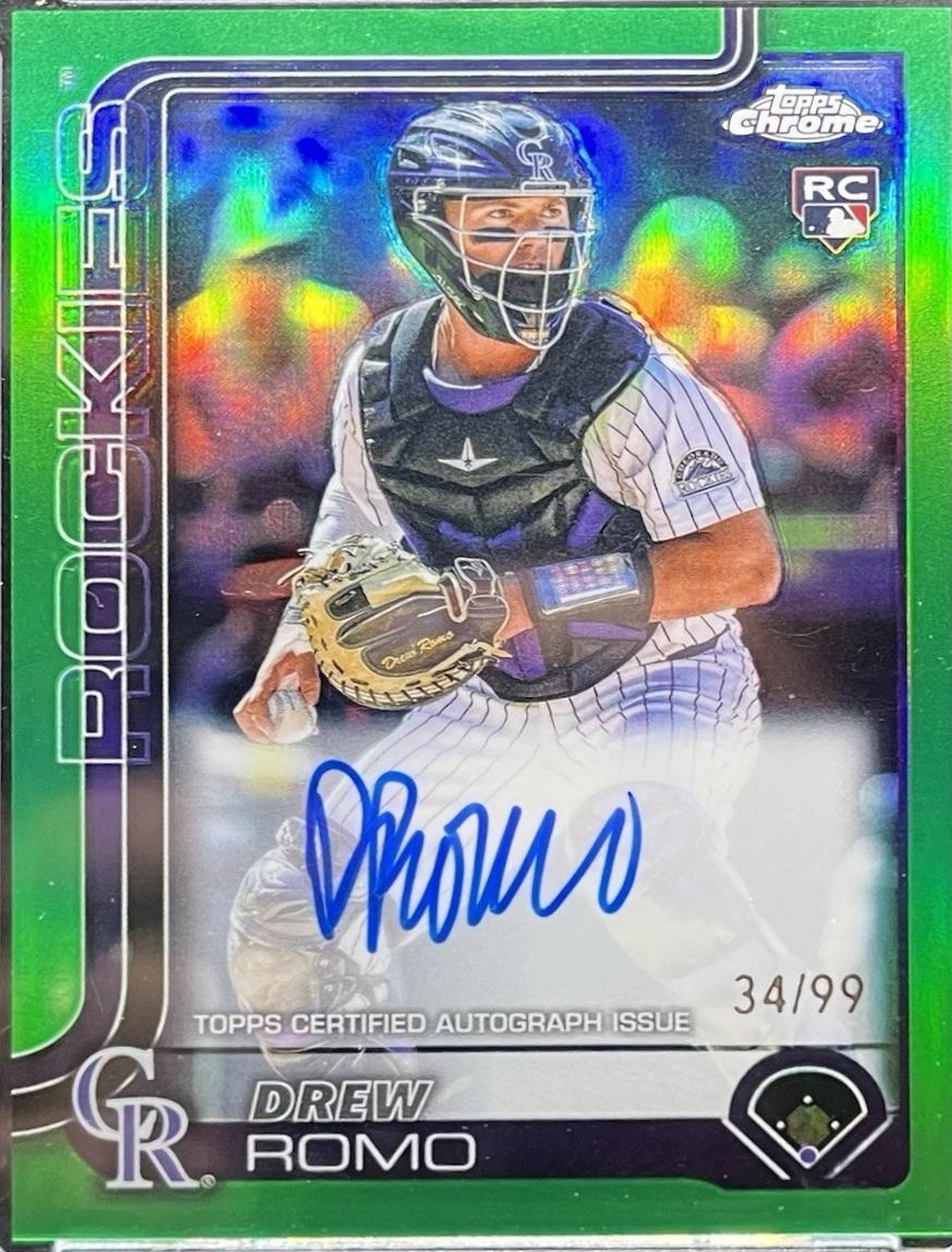 Drew Romo [Green Refractor] #RA-DRR Prices | 2025 Topps Chrome Rookie ...