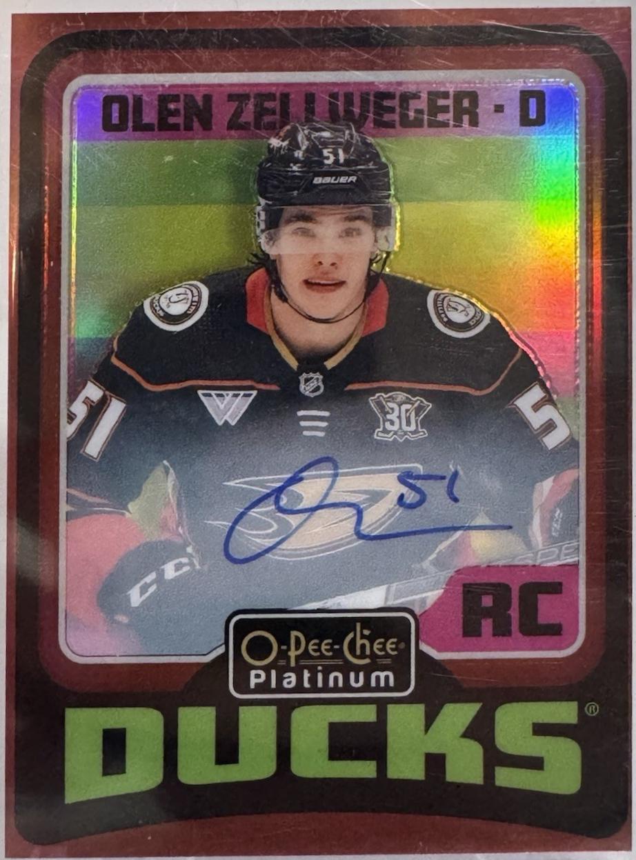 Olen Zellweger #R66 2024 O Pee Chee Platinum Retro Red Autograph Hockey