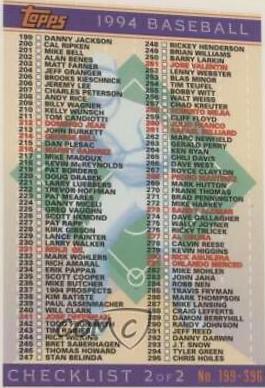 Checklist #396 Baseball Cards 1994 Topps