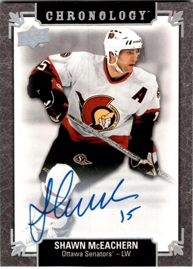 Shawn McEachern #FH-OT-SE Hockey Cards 2019 Upper Deck Chronology Franchise History Autograph