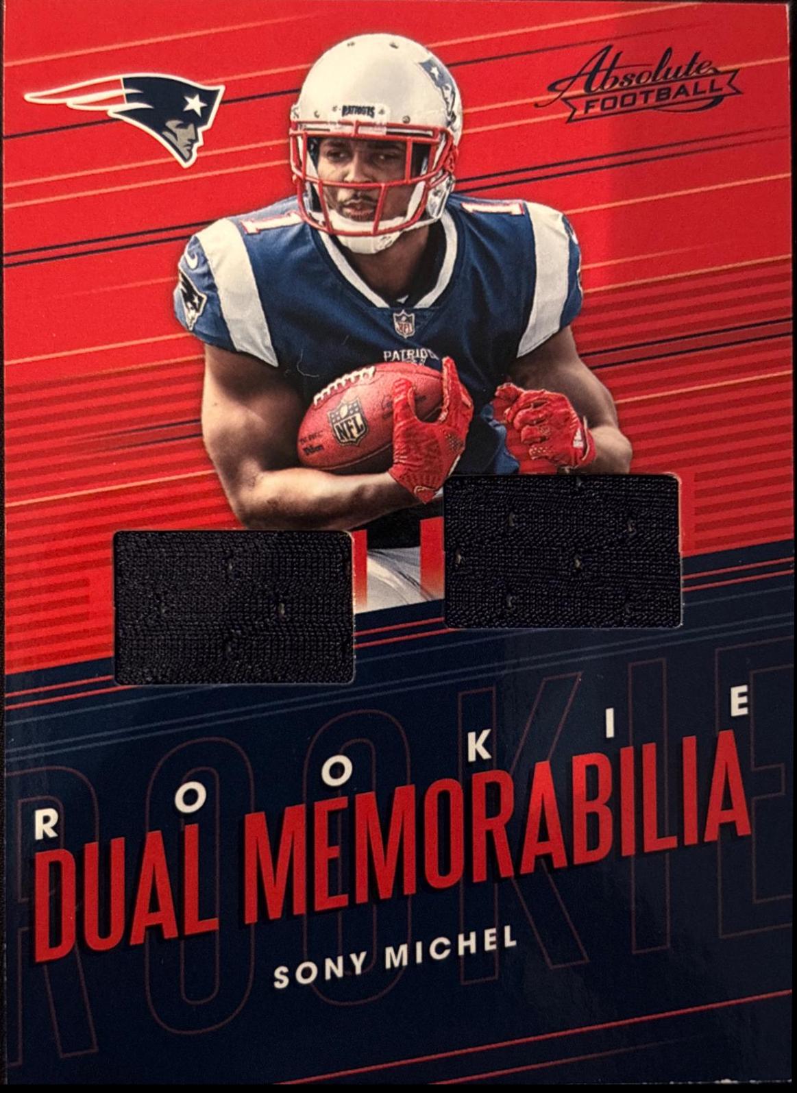 Sony Michel #RDM-SM Football Cards 2018 Panini Absolute Rookie Dual Memorabilia