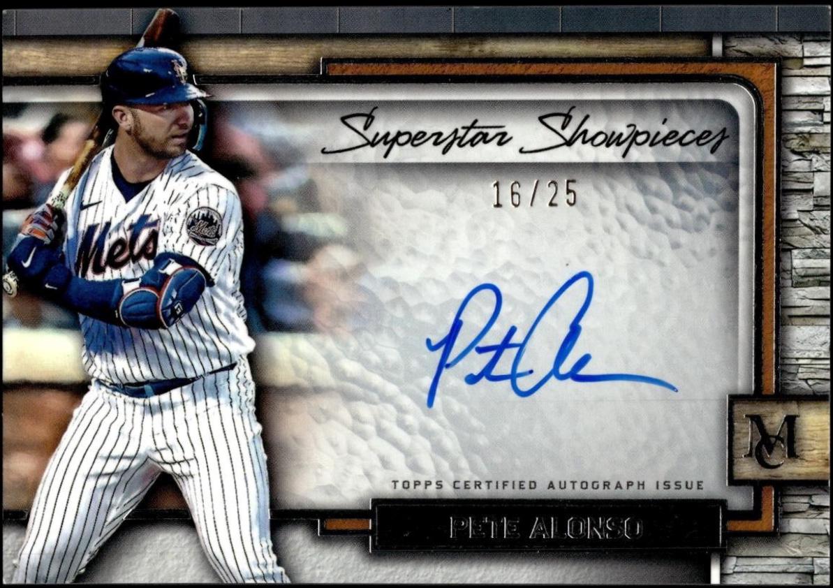 Pete Alonso #SS-PA Baseball Cards 2023 Topps Museum Collection Superstar Showpieces Autographs