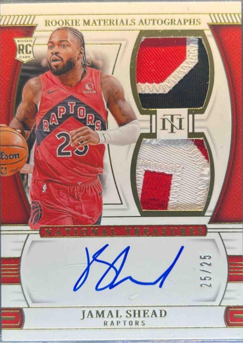Jamal Shead #7 2024 Panini National Treasures Rookie Materials Autographs Dual Basketball