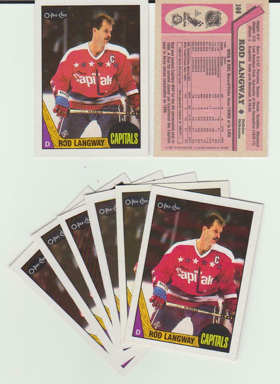 Rod Langway #108 Hockey Cards 1987 O-Pee-Chee