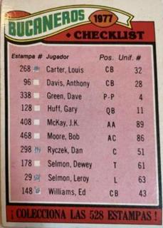 Buccaneers Checklist