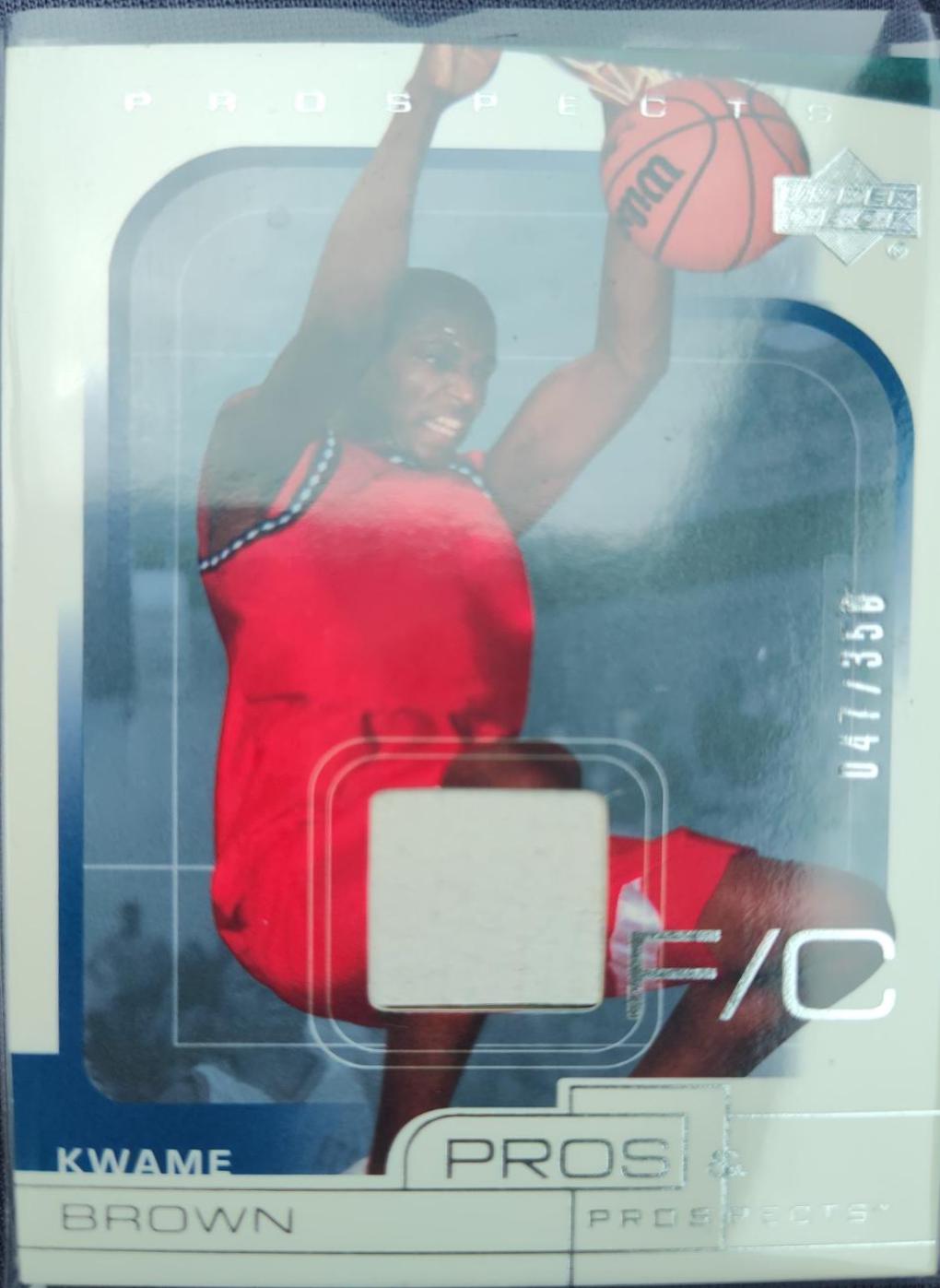 Kwame Brown #131 Basketball Cards 2001 Upper Deck Pros & Prospects Game Jersey
