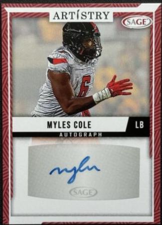 Myles Cole #ART-MC2 2024 Sage Artistry Autograph Football