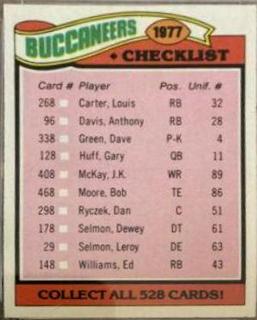 Buccaneers Checklist