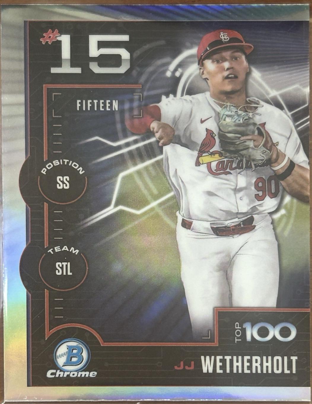 JJ Wetherholt #BTP-15 Baseball Cards 2025 Bowman Scouts Top 100