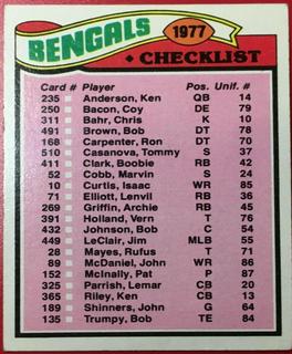 Bengals Checklist