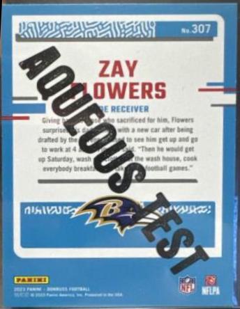 Zay Flowers #307 2023 Panini Donruss Football