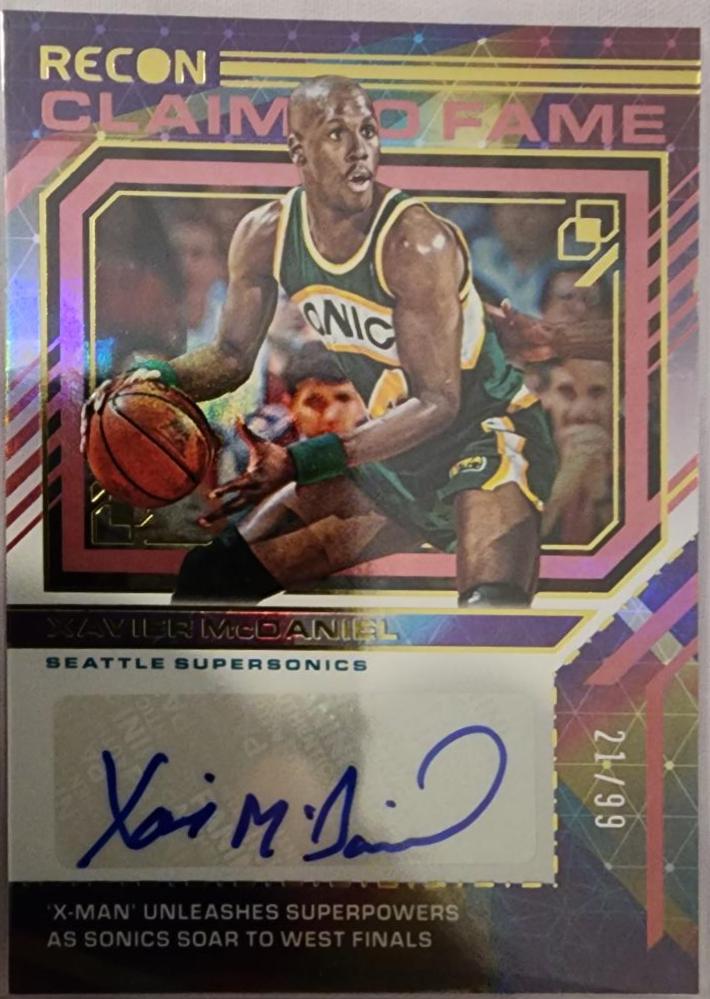 XAVIER MCDANIEL #Cfs-xmd Basketball Cards 2021 Panini Recon Claim to Fame Signatures