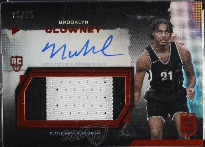 Noah Clowney #RRA-NC 2023 Topps Three Rookie Relics Autograph Prime Basketball
