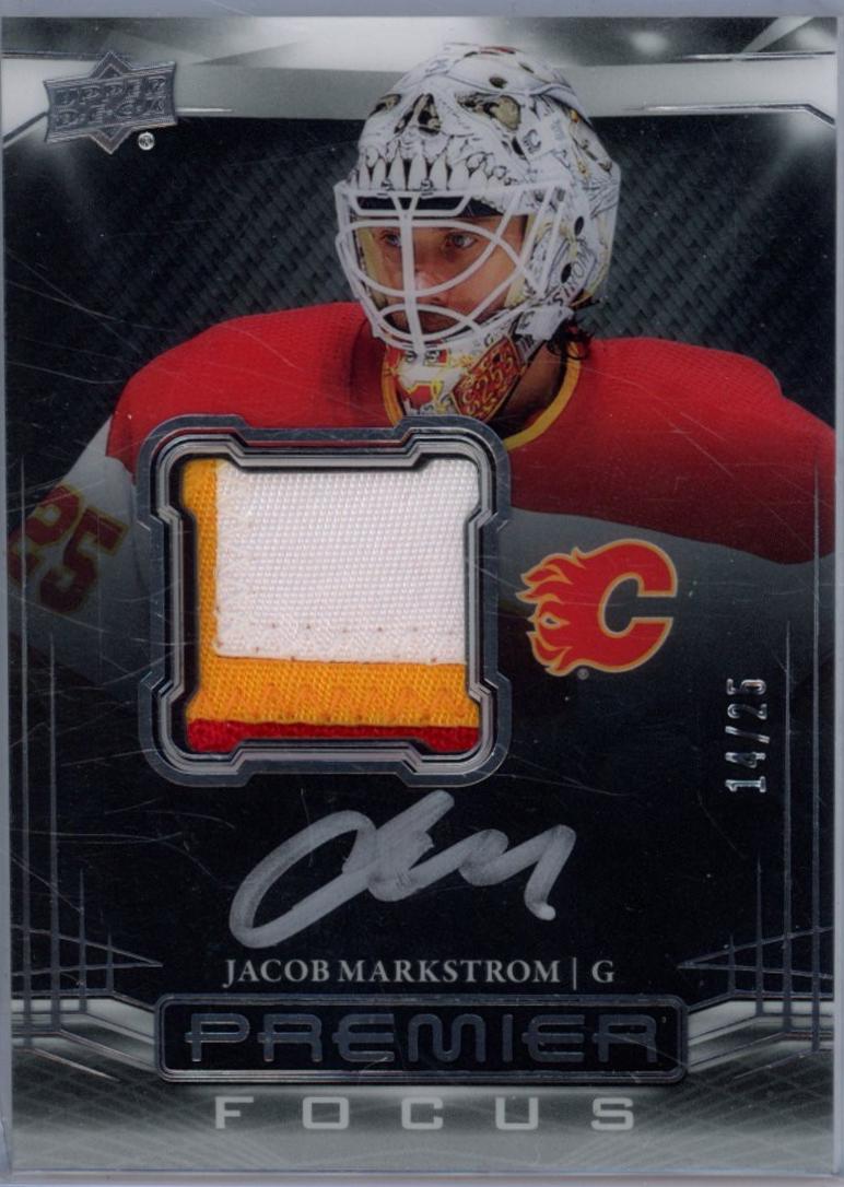 Jacob Markstrom #PFAP-JM Hockey Cards 2022 Upper Deck Premier Focus Auto Patch