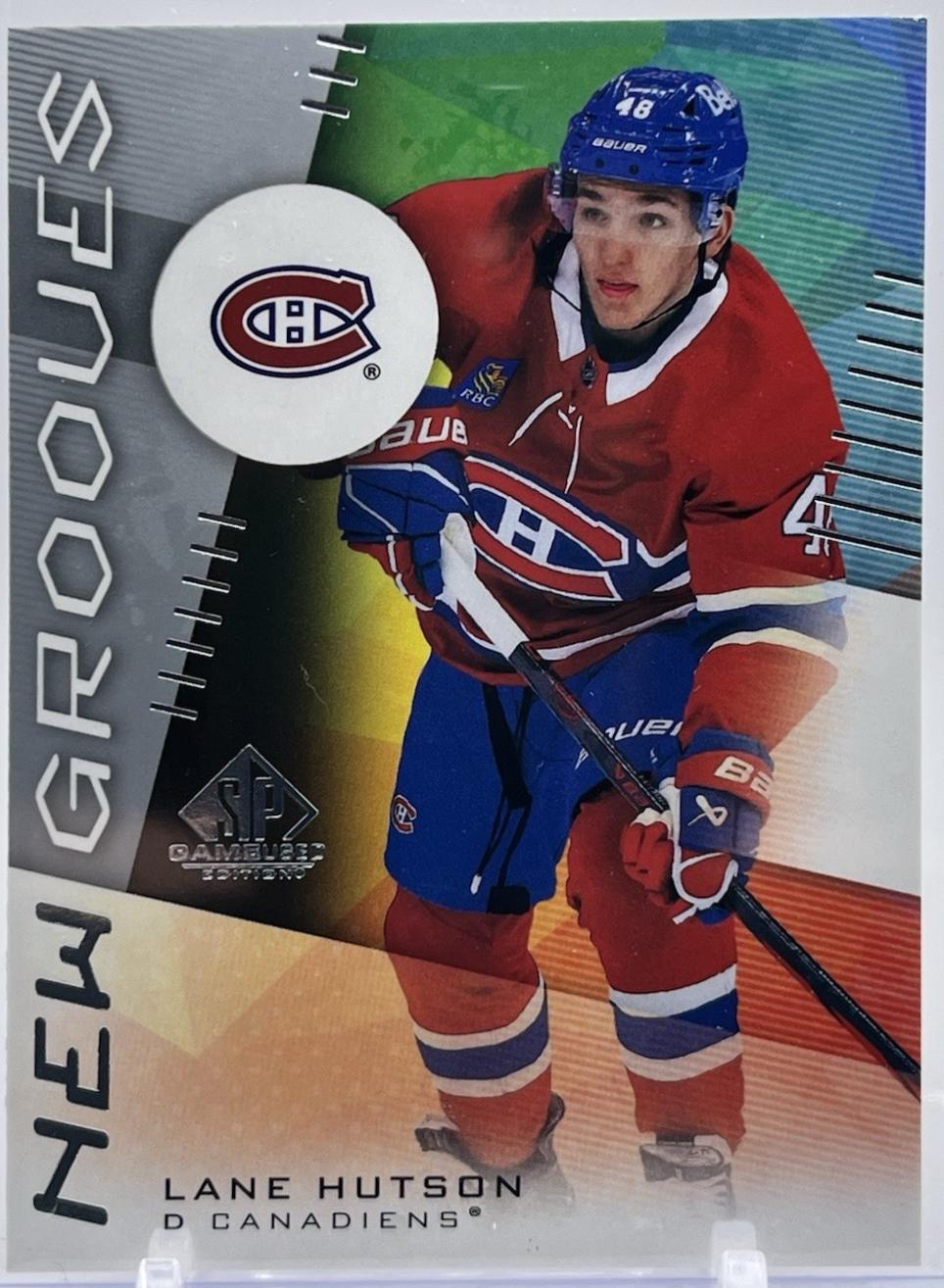 Lane Hutson #NG-9 Hockey Cards 2024 SP Game Used New Grooves