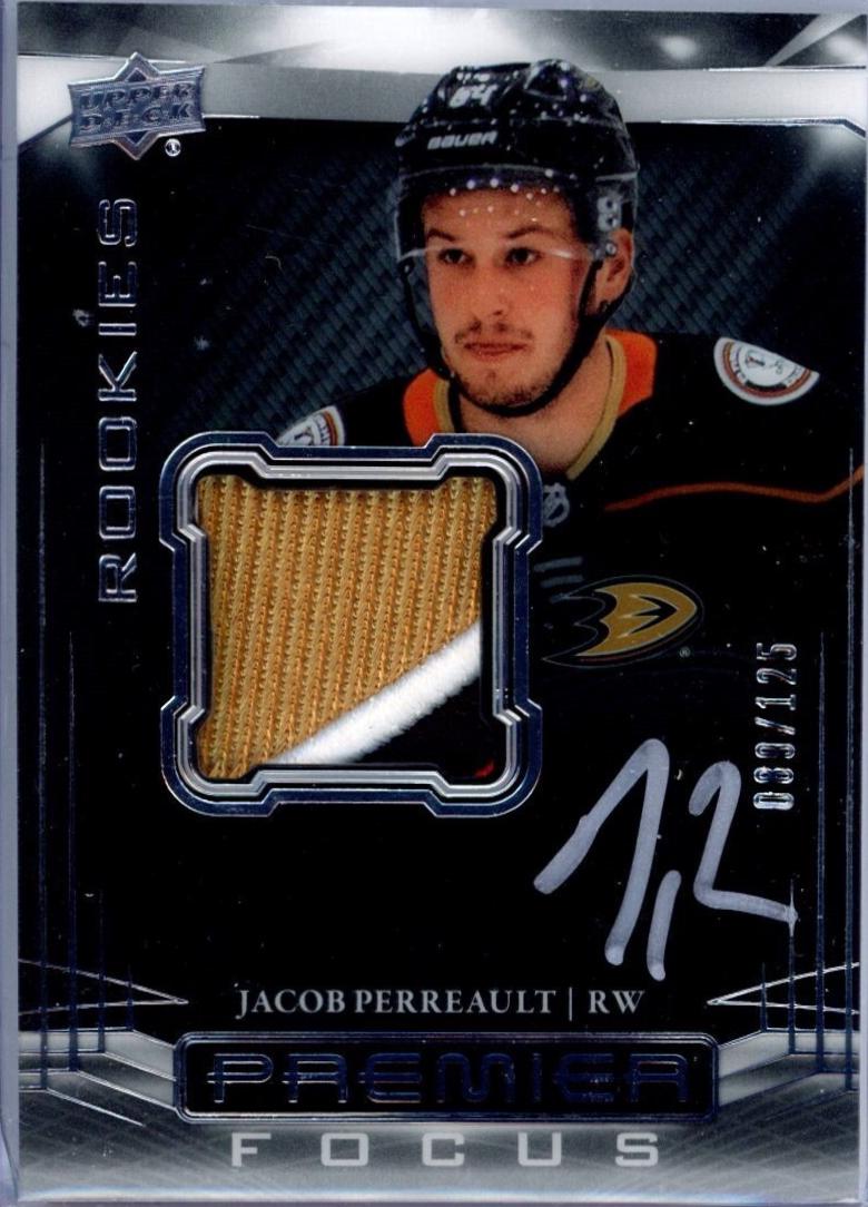 Jacob Perreault #PFPR-JP Hockey Cards 2022 Upper Deck Premier Focus Rookies Auto Patch