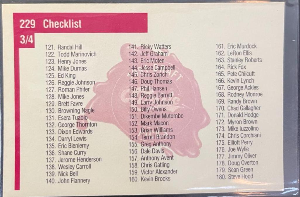 Checklist 3/4 #229 Basketball Cards 1991 Classic Draft