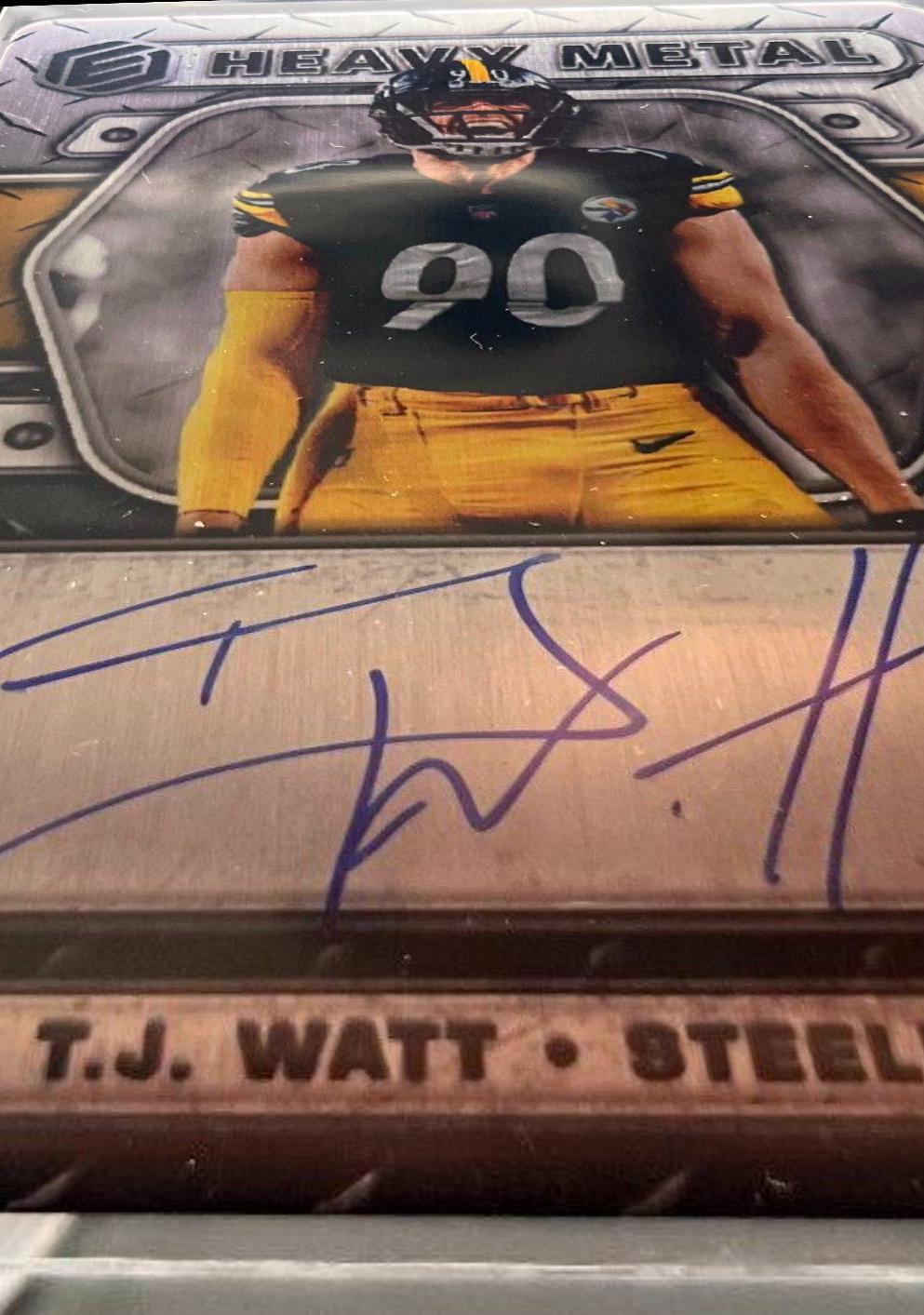 T. J. Watt #HM-TW Football Cards 2022 Panini Elements Heavy Metal Autographs