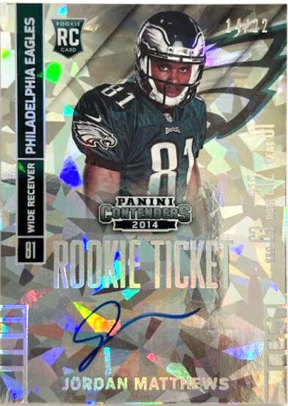 Jordan Matthews [Running, No Ball Autograph Cracked Ice] #222