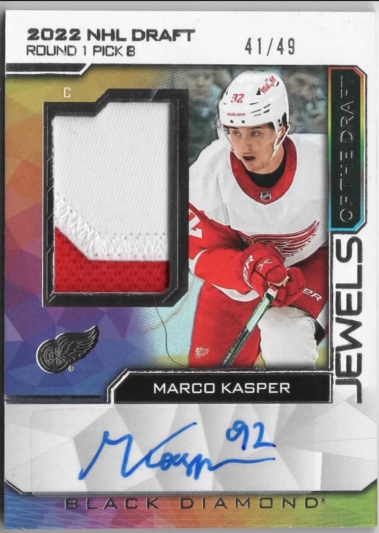 Marco Kasper #JD-MK 2023 Upper Deck Black Diamond Jewels Of The Draft Hockey