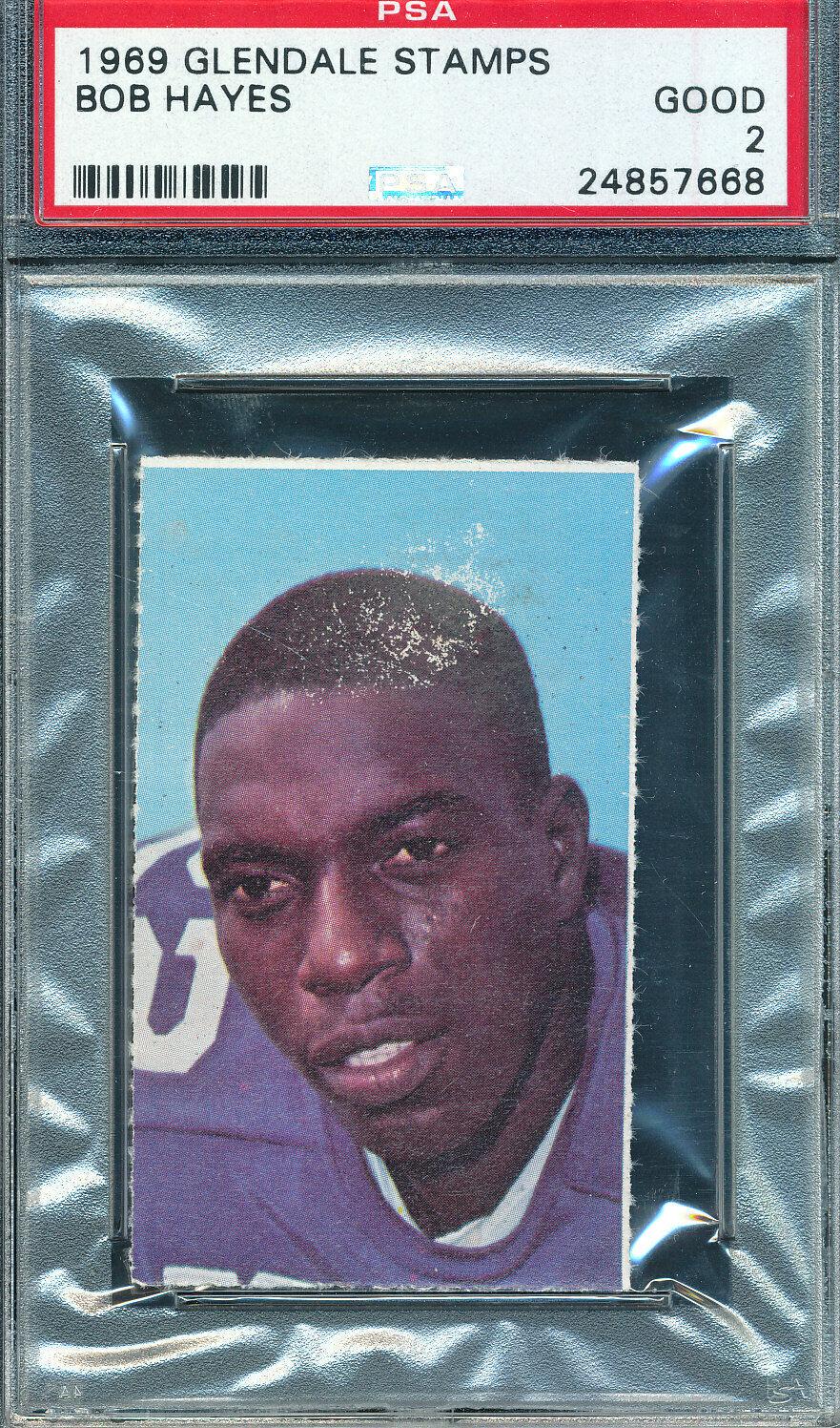 Bob Hayes Football Cards 1969 Glendale Stamps
