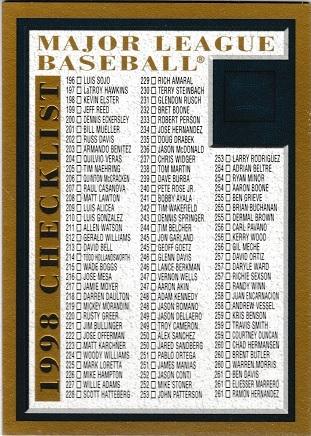 Checklist Baseball Cards 1998 Topps