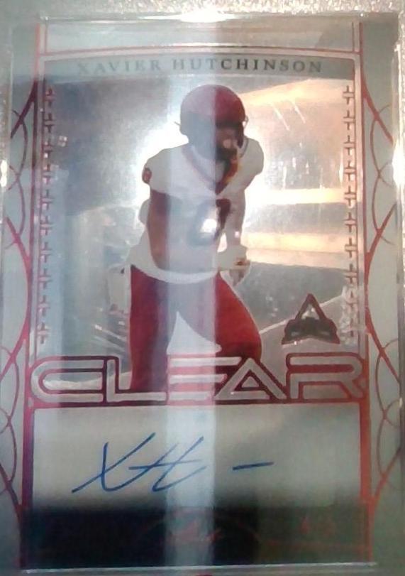 Xavier Hutchinson #CAXH1 Football Cards 2022 Leaf Trinity Clear Autographs
