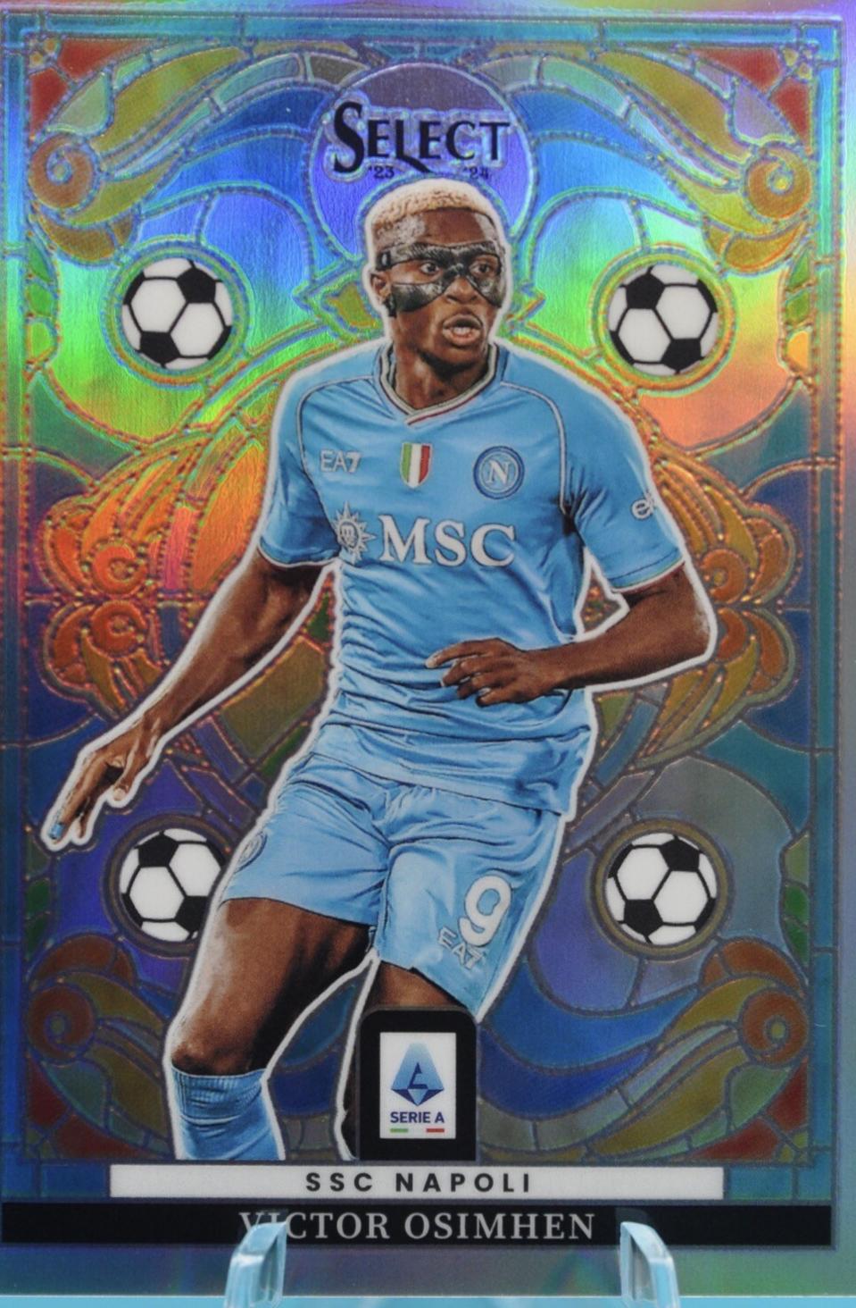 Victor Osimhen #7 Soccer Cards 2023 Panini Select Serie A Stained Glass