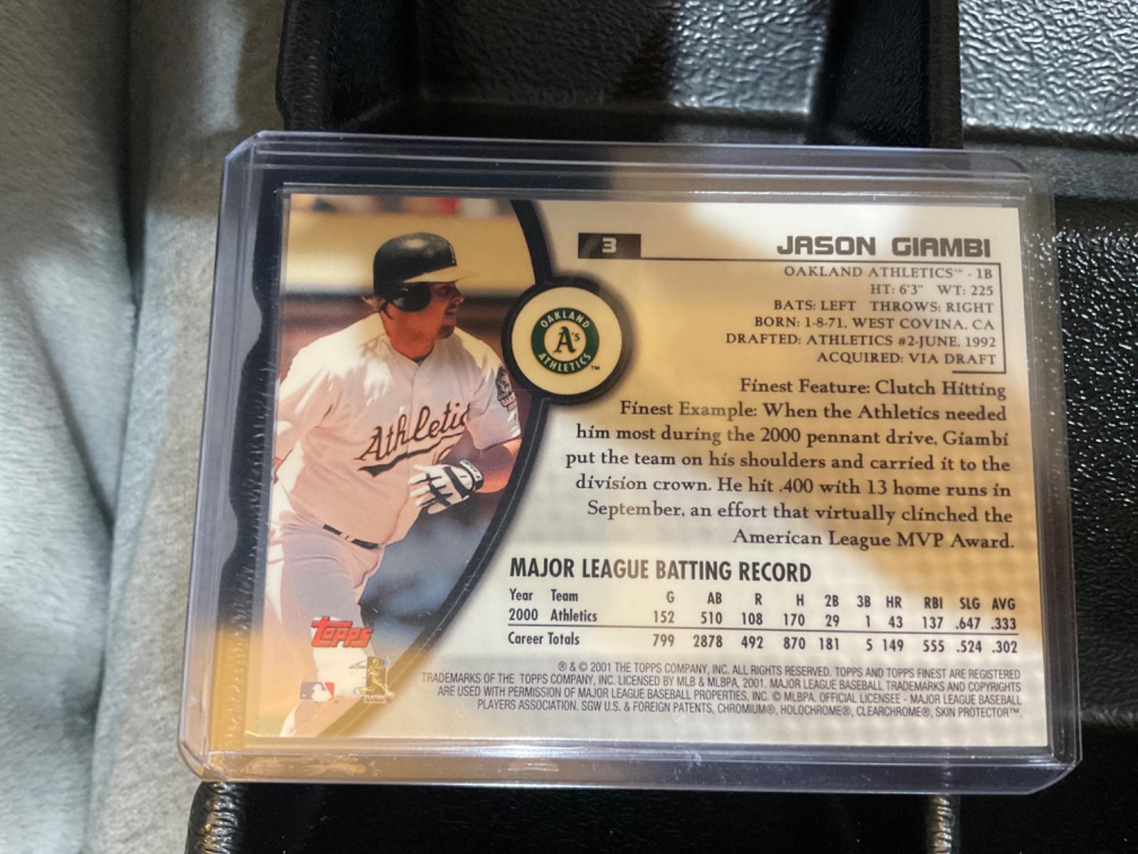 Jason Giambi #3 Baseball Cards 2001 Finest