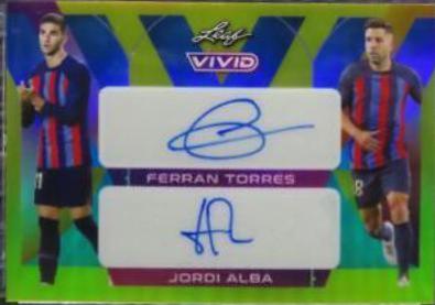 Ferran Torres , Jordi Alba #DA-33 Soccer Cards 2022 Leaf Vivid Dual Autographs